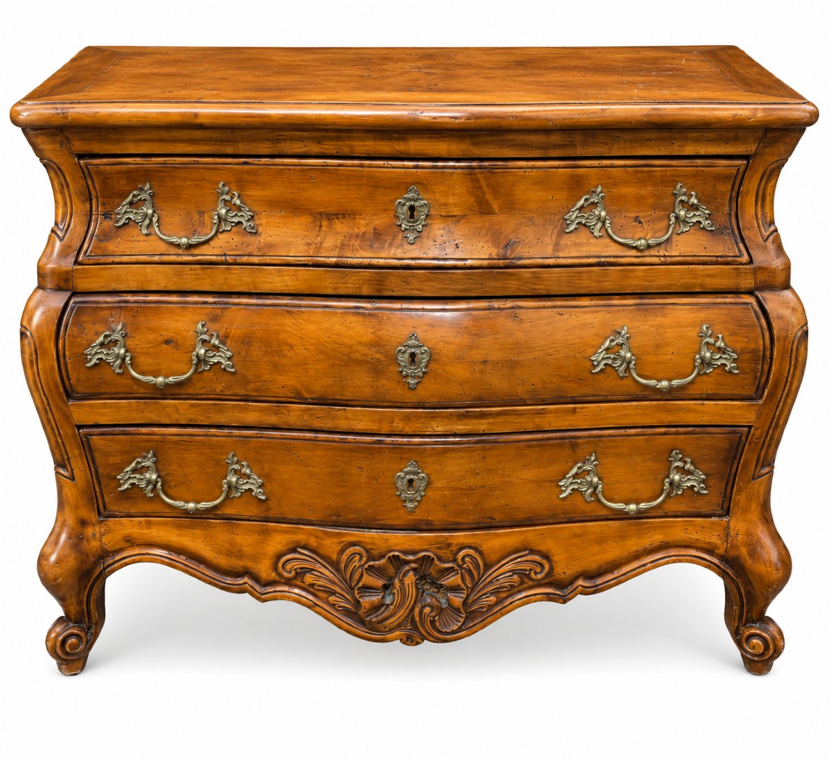 Curved Louis XV-style Chest Of Drawers With Three Drawers—beautiful Antique Patina-photo-2