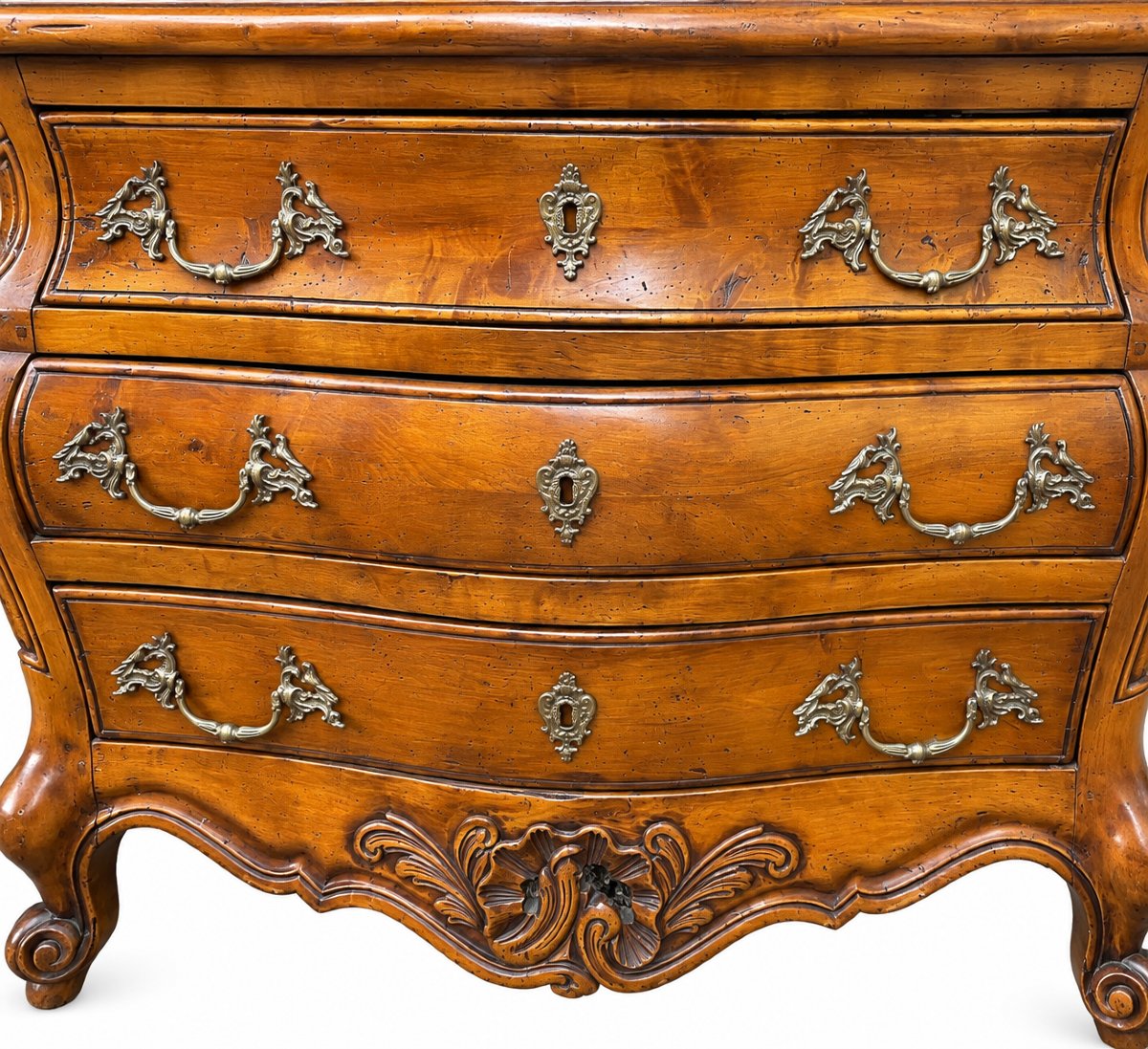 Curved Louis XV-style Chest Of Drawers With Three Drawers—beautiful Antique Patina-photo-3