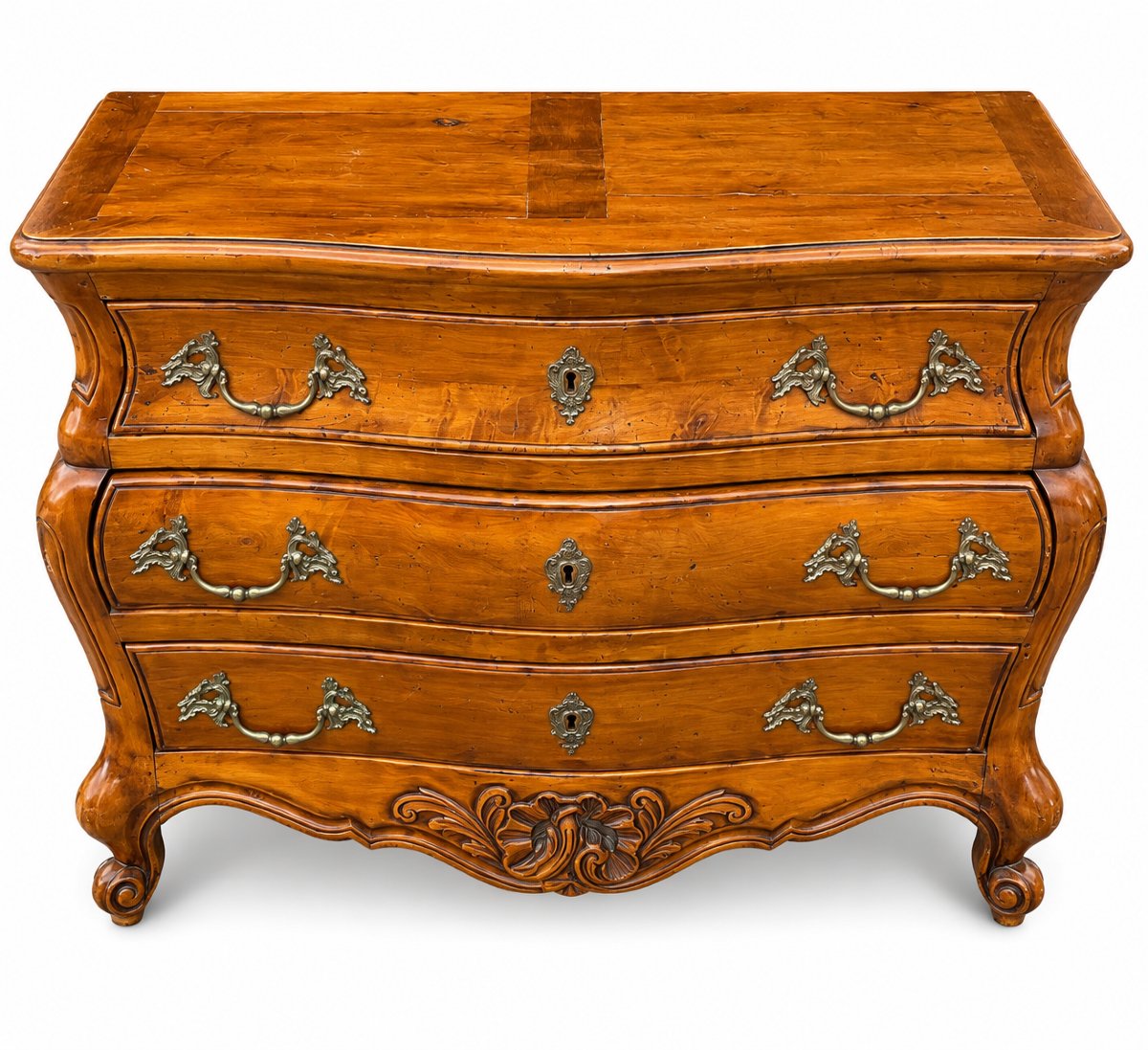 Curved Louis XV-style Chest Of Drawers With Three Drawers—beautiful Antique Patina-photo-4
