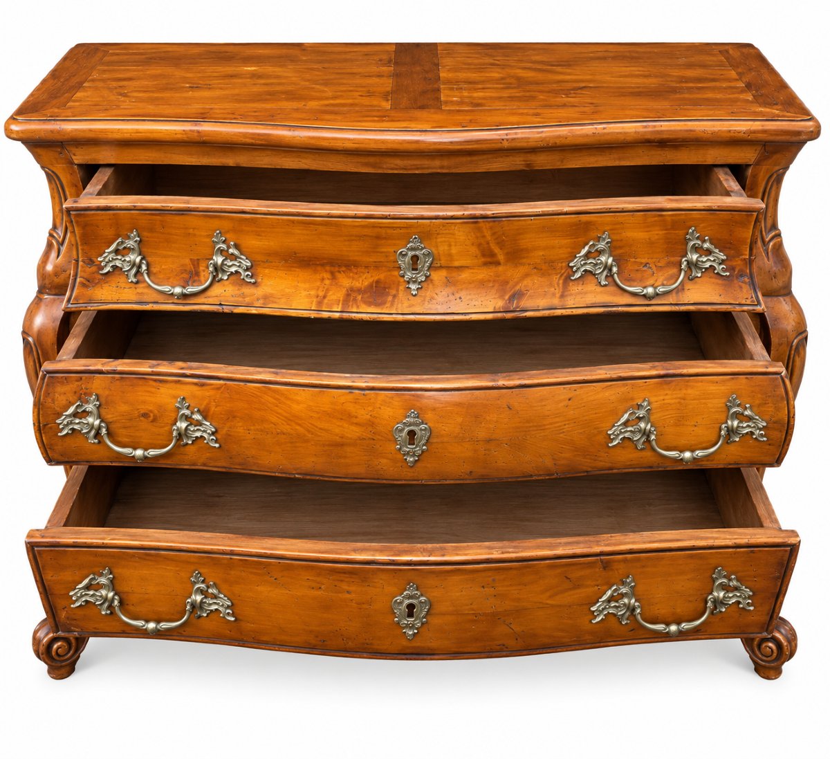 Curved Louis XV-style Chest Of Drawers With Three Drawers—beautiful Antique Patina-photo-1