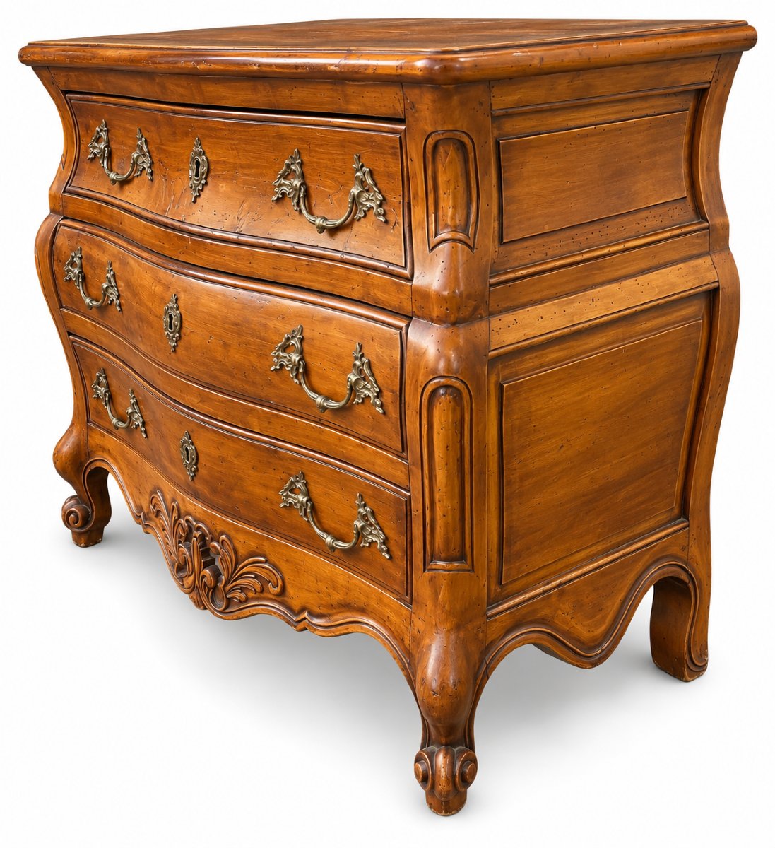 Curved Louis XV-style Chest Of Drawers With Three Drawers—beautiful Antique Patina-photo-2