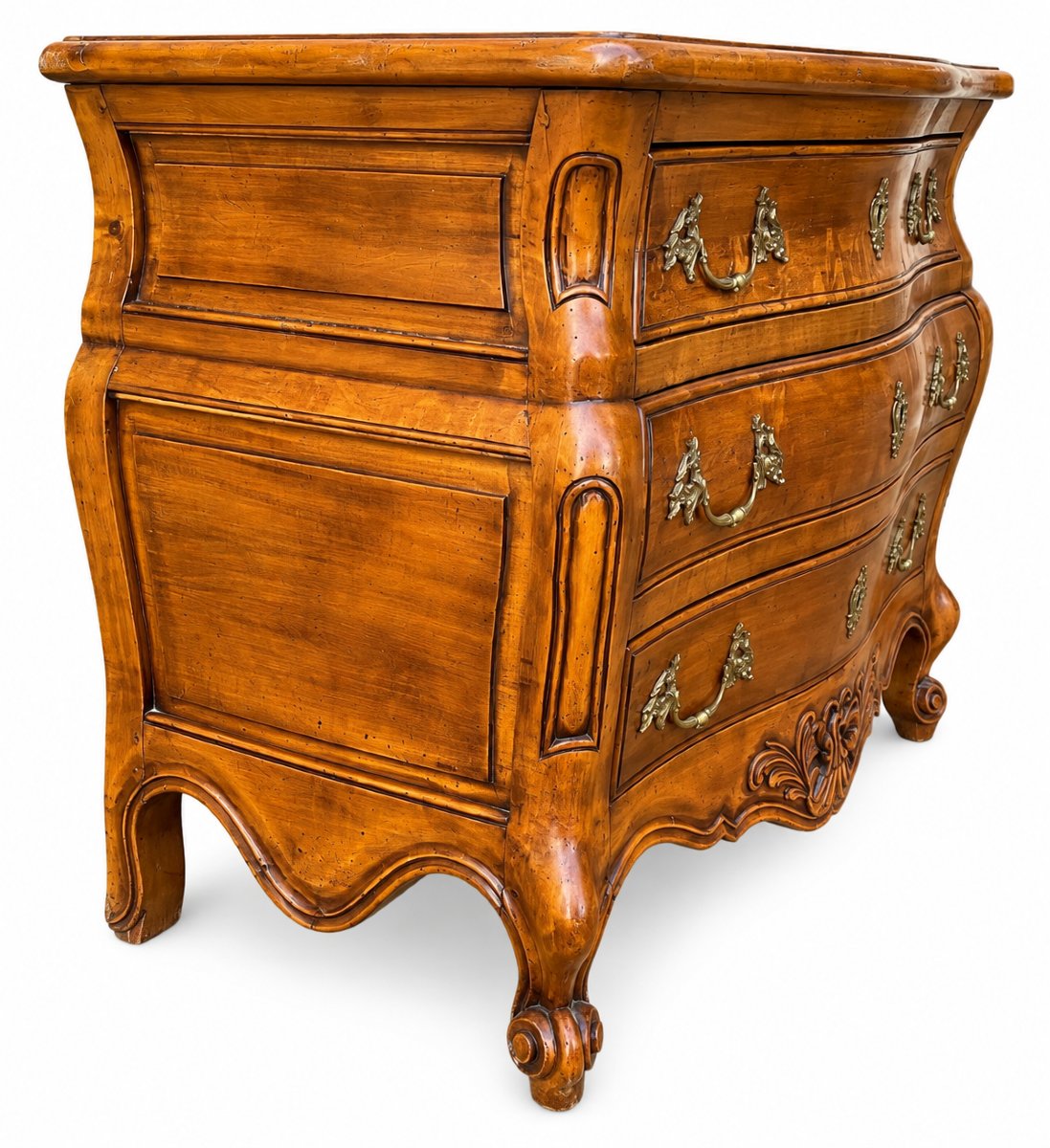 Curved Louis XV-style Chest Of Drawers With Three Drawers—beautiful Antique Patina-photo-3