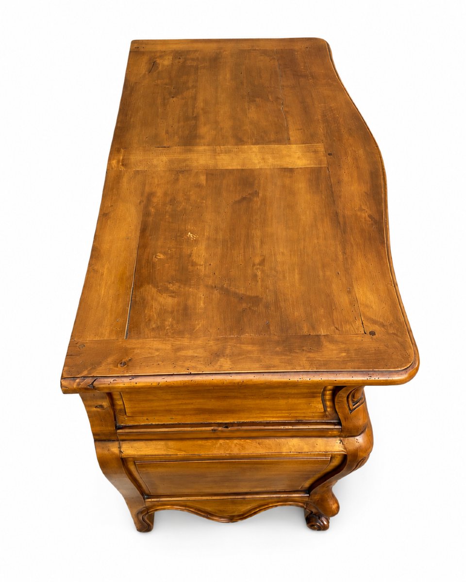 Curved Louis XV-style Chest Of Drawers With Three Drawers—beautiful Antique Patina-photo-4
