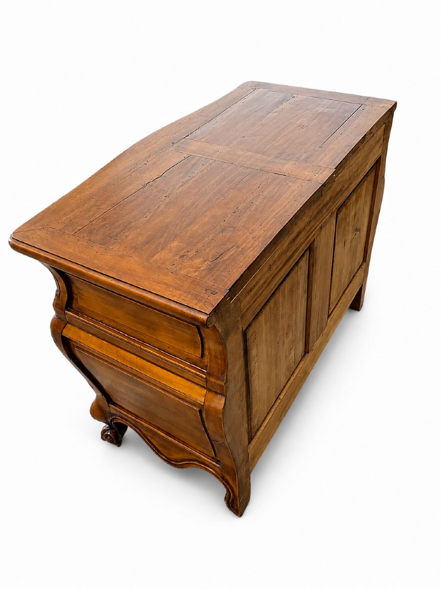 Curved Louis XV-style Chest Of Drawers With Three Drawers—beautiful Antique Patina-photo-5