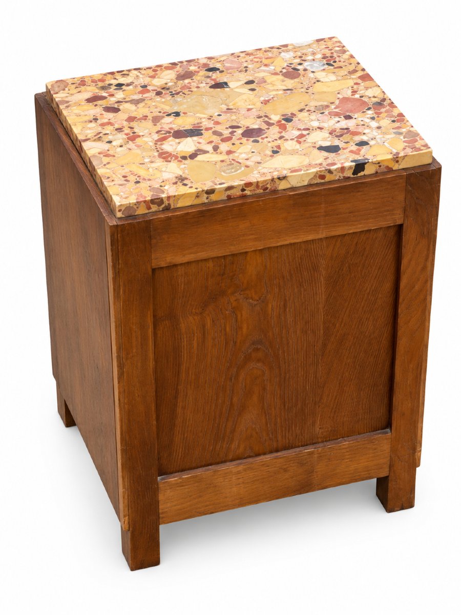 Art Deco Set—dressing Table And Nightstand In Walnut Veneer And Marble, Circa 1930-photo-6