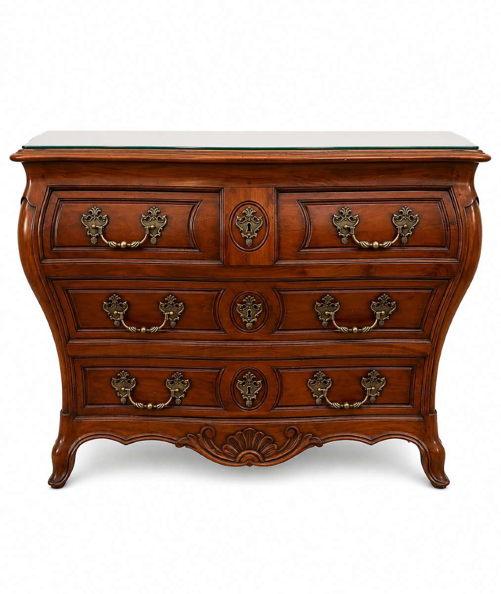 Commode tombeau Bordelaise style Louis XV en acajou massif et bronze - 4 tiroirs-photo-3
