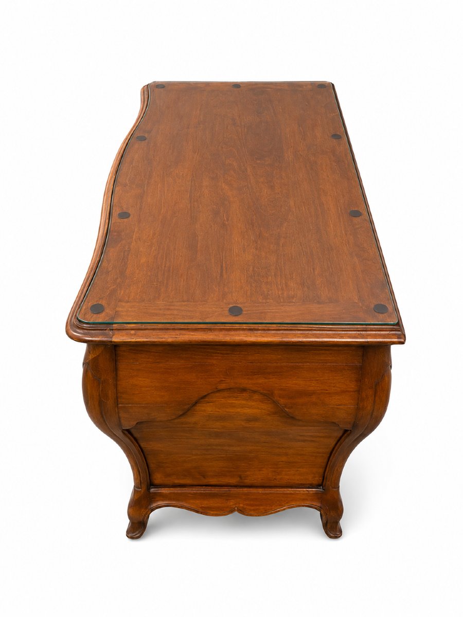 Louis XV-style Bordeaux Tomb Chest In Solid Mahogany And Bronze—4 Drawers-photo-3