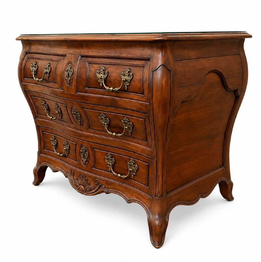 Commode tombeau Bordelaise style Louis XV en acajou massif et bronze - 4 tiroirs