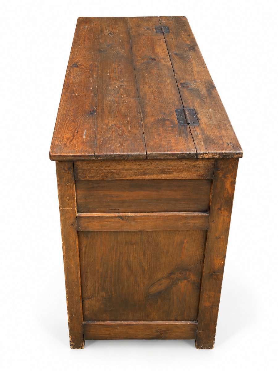Antique Sideboard Made Of Solid Fir With A Hinged Lid—19th Century-photo-3
