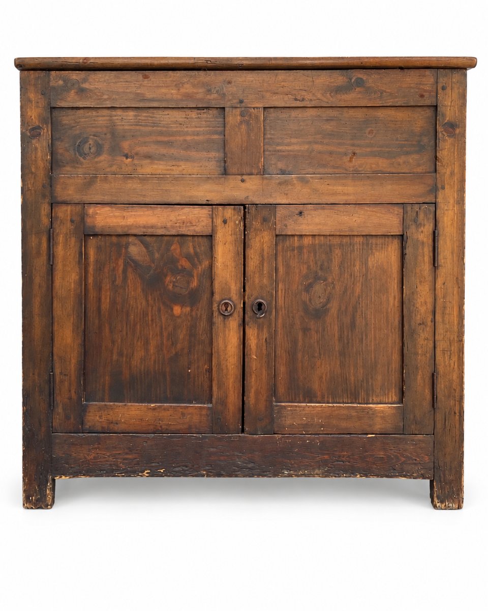 Antique Sideboard Made Of Solid Fir With A Hinged Lid—19th Century-photo-4