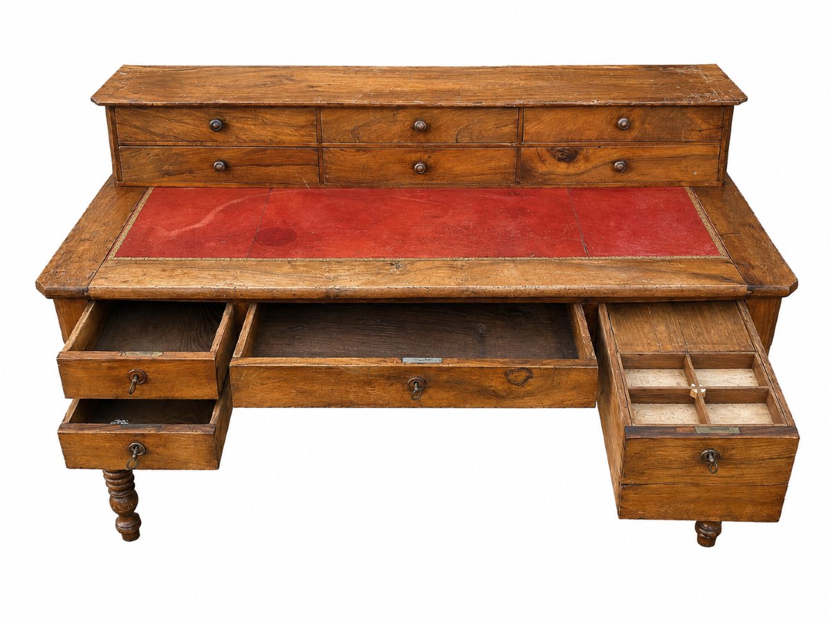 Important bureau bibliothèque avec vitrine, casiers et fauteuil - fin XIXe / début XXe siècle-photo-2