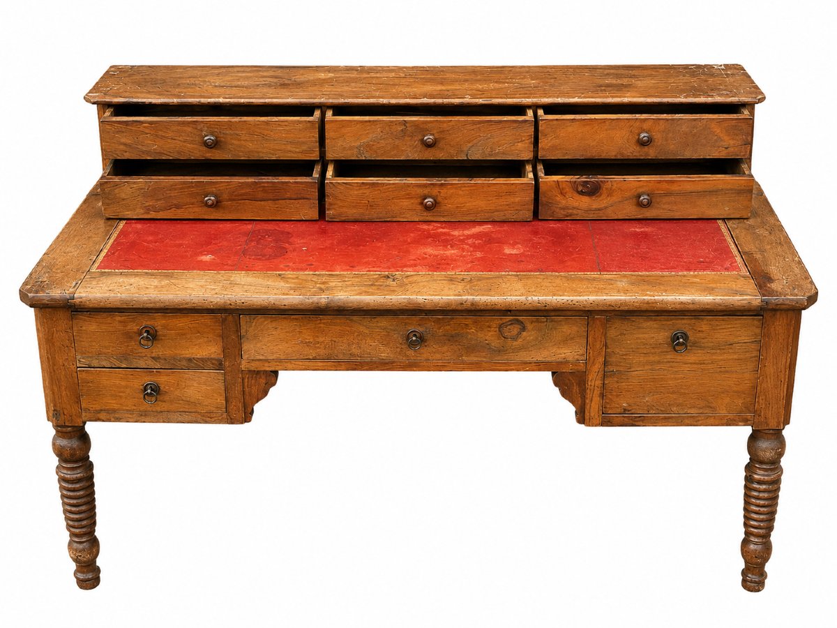 Important bureau bibliothèque avec vitrine, casiers et fauteuil - fin XIXe / début XXe siècle-photo-4