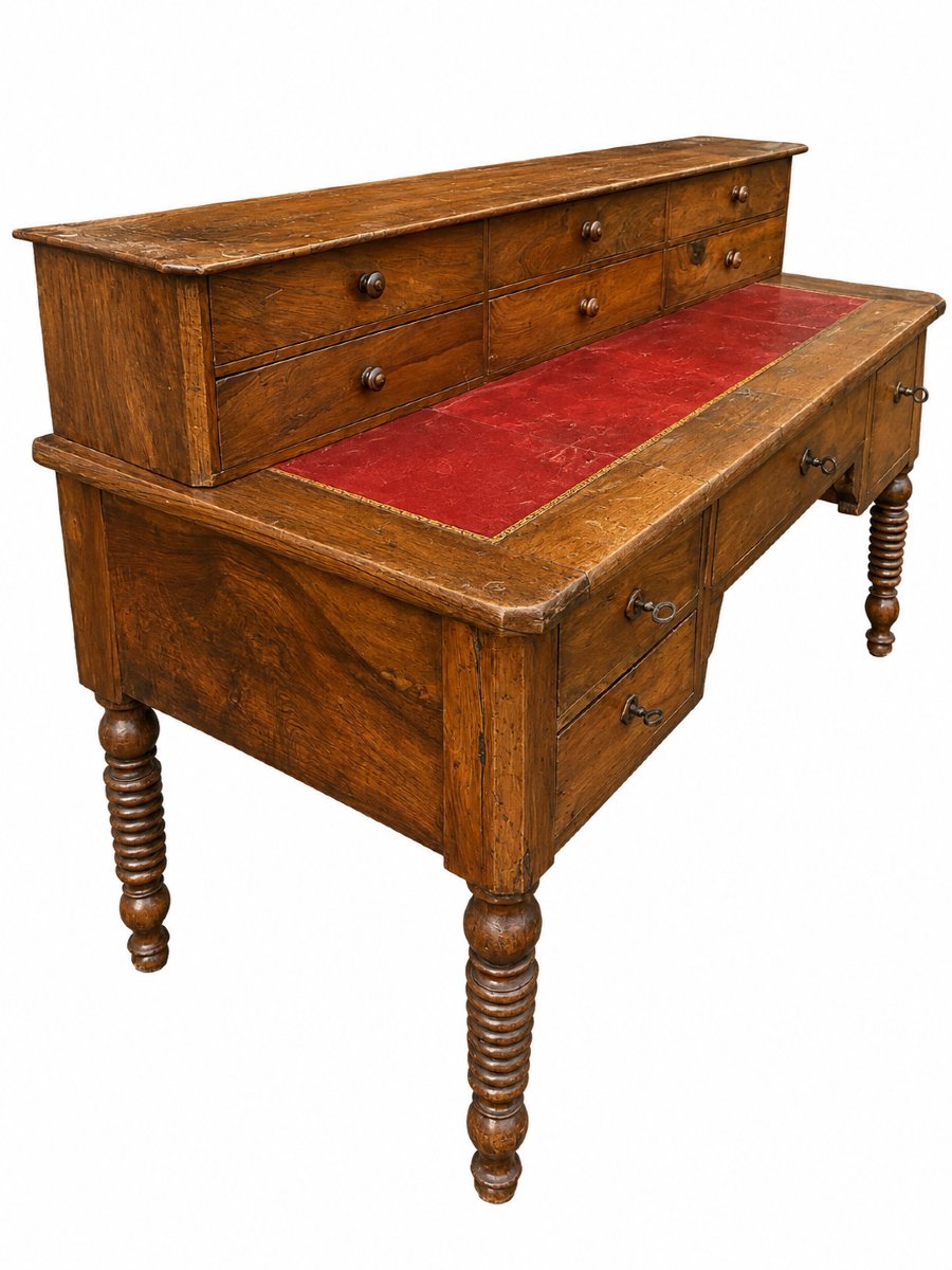 Important bureau bibliothèque avec vitrine, casiers et fauteuil - fin XIXe / début XXe siècle-photo-1