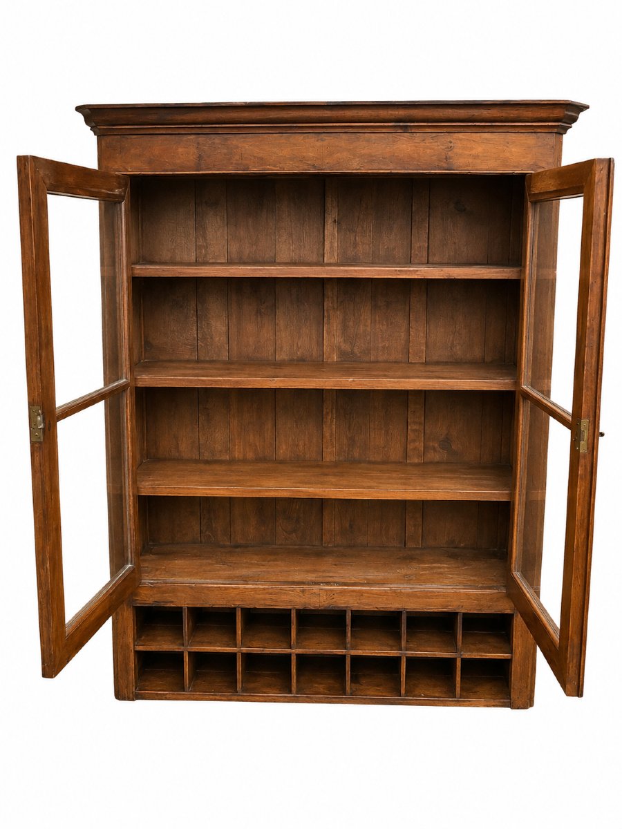 Important bureau bibliothèque avec vitrine, casiers et fauteuil - fin XIXe / début XXe siècle-photo-3