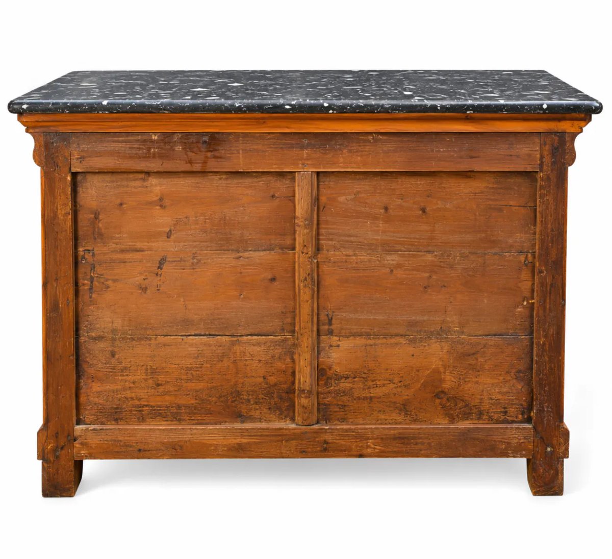 Commode secrétaire Louis-Philippe XIXe en placage de noyer et ronce de noyer, marbre noir-photo-5