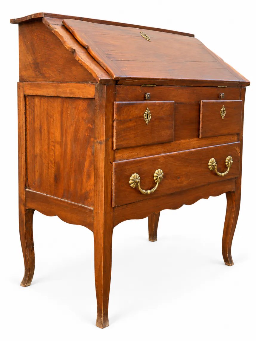 Secrétaire de style Louis XV en noyer - XIXe siècle-photo-4
