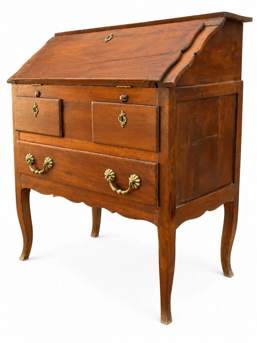 Secrétaire de style Louis XV en noyer - XIXe siècle-photo-1
