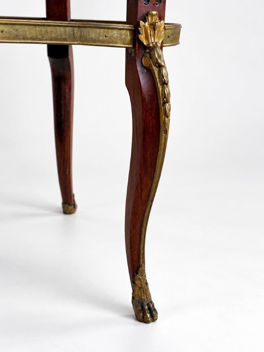 Table rognon en acajou, marbre brocatelle et bronzes dorés - Style Transition Louis XV-photo-5