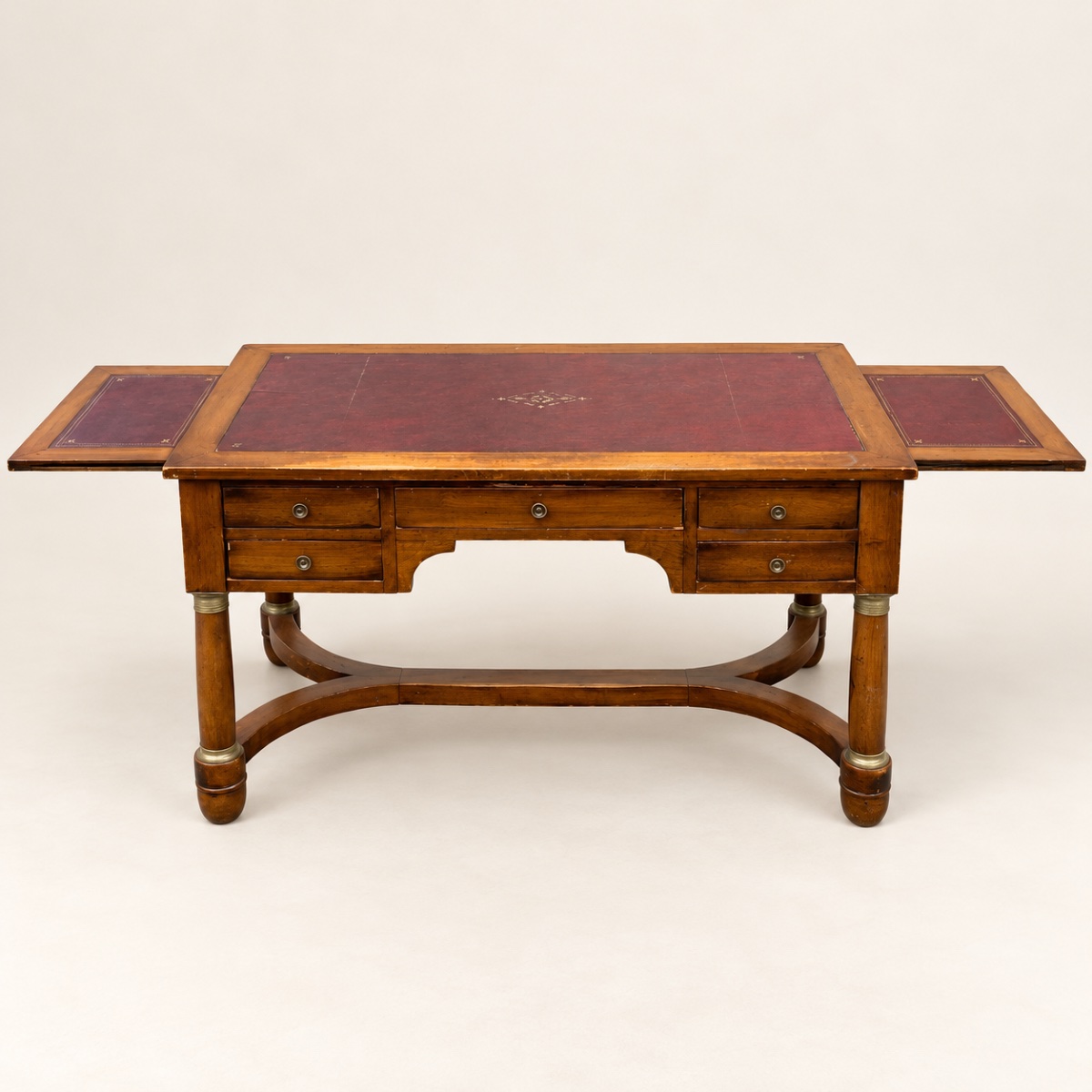 Bureau français du XIXe style empire en acajou, cuir avec rallonges -photo-2