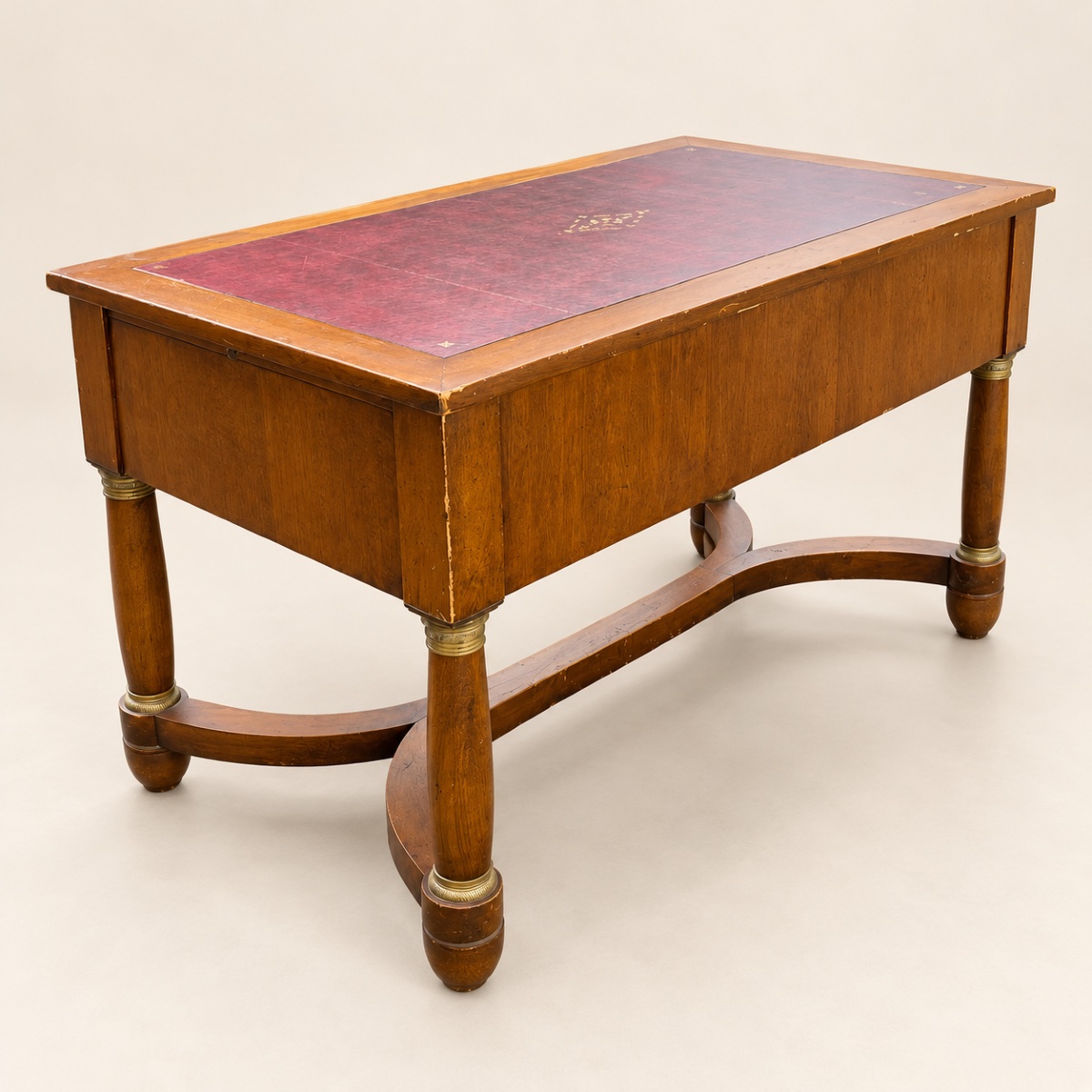 Bureau français du XIXe style empire en acajou, cuir avec rallonges -photo-3