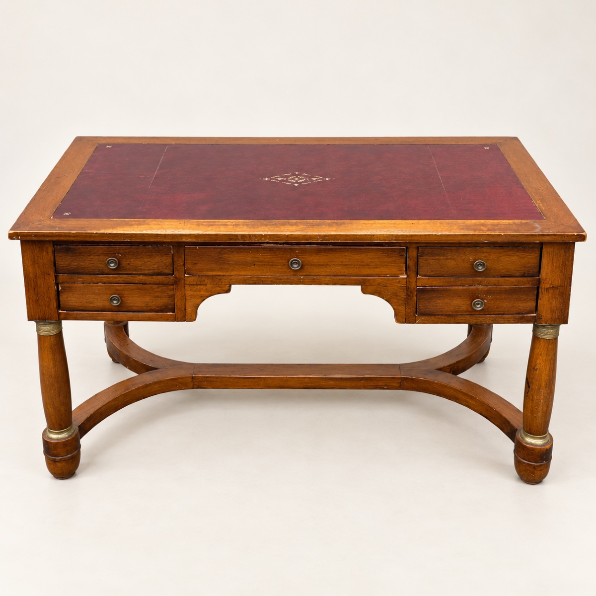 Bureau français du XIXe style empire en acajou, cuir avec rallonges 