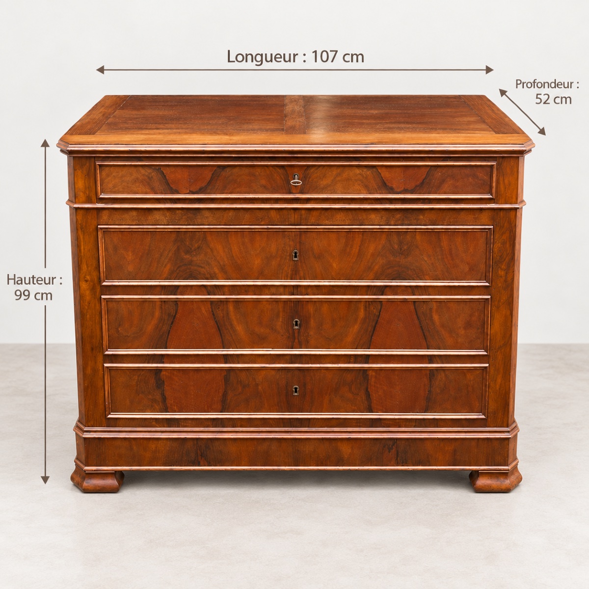 Antique Louis-philippe-style Walnut Chest Of Drawers-photo-2