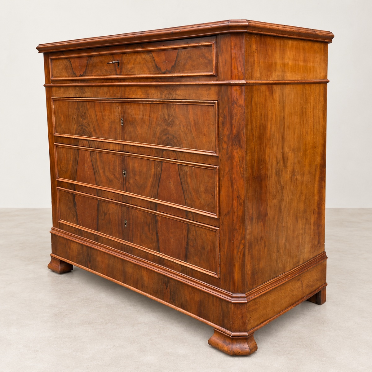 Antique Louis-philippe-style Walnut Chest Of Drawers-photo-1