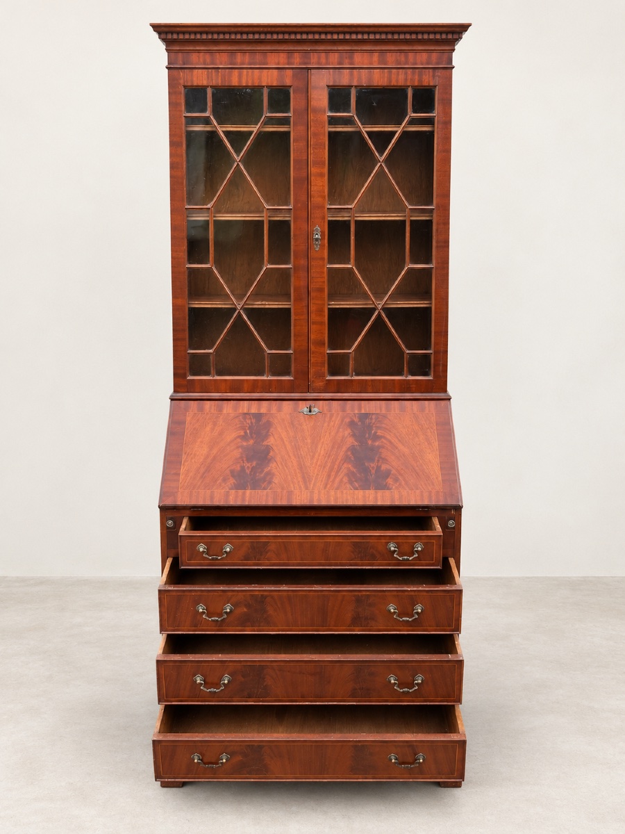English-style Mahogany And Mahogany-veneered Bookcase-photo-1
