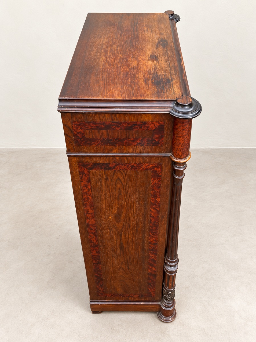 Napoleon III-style Drop-leaf Desk In Walnut And Maple-photo-5