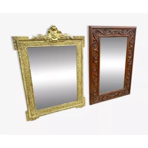 Napoleon 19th Century Carved Oak Mirrors, 1950s, Set Of 2