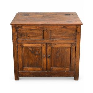 Antique Sideboard Made Of Solid Fir With A Hinged Lid—19th Century