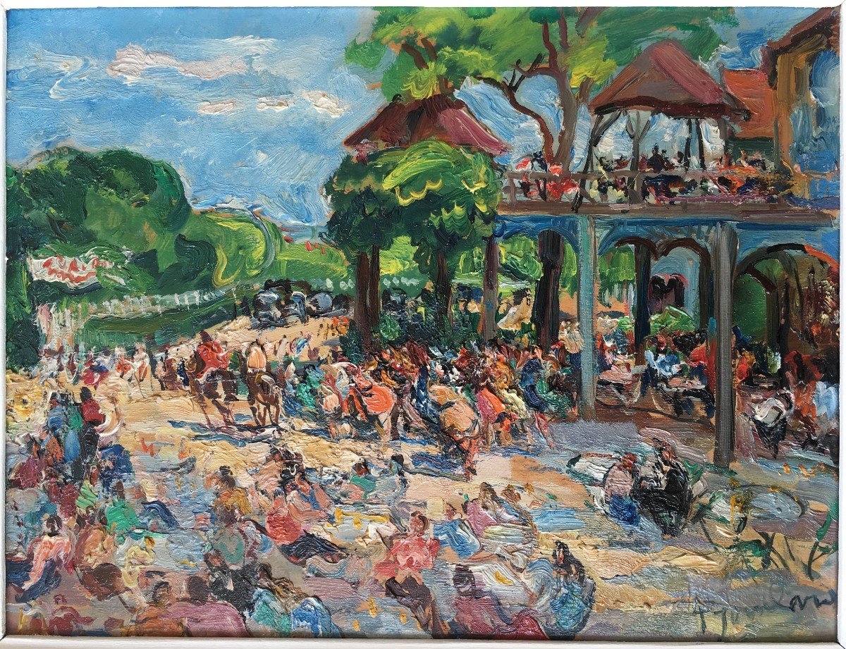 Tableau Peinture Adrienne Jouclard Les Guiguette Au Plessis Robinson-photo-2