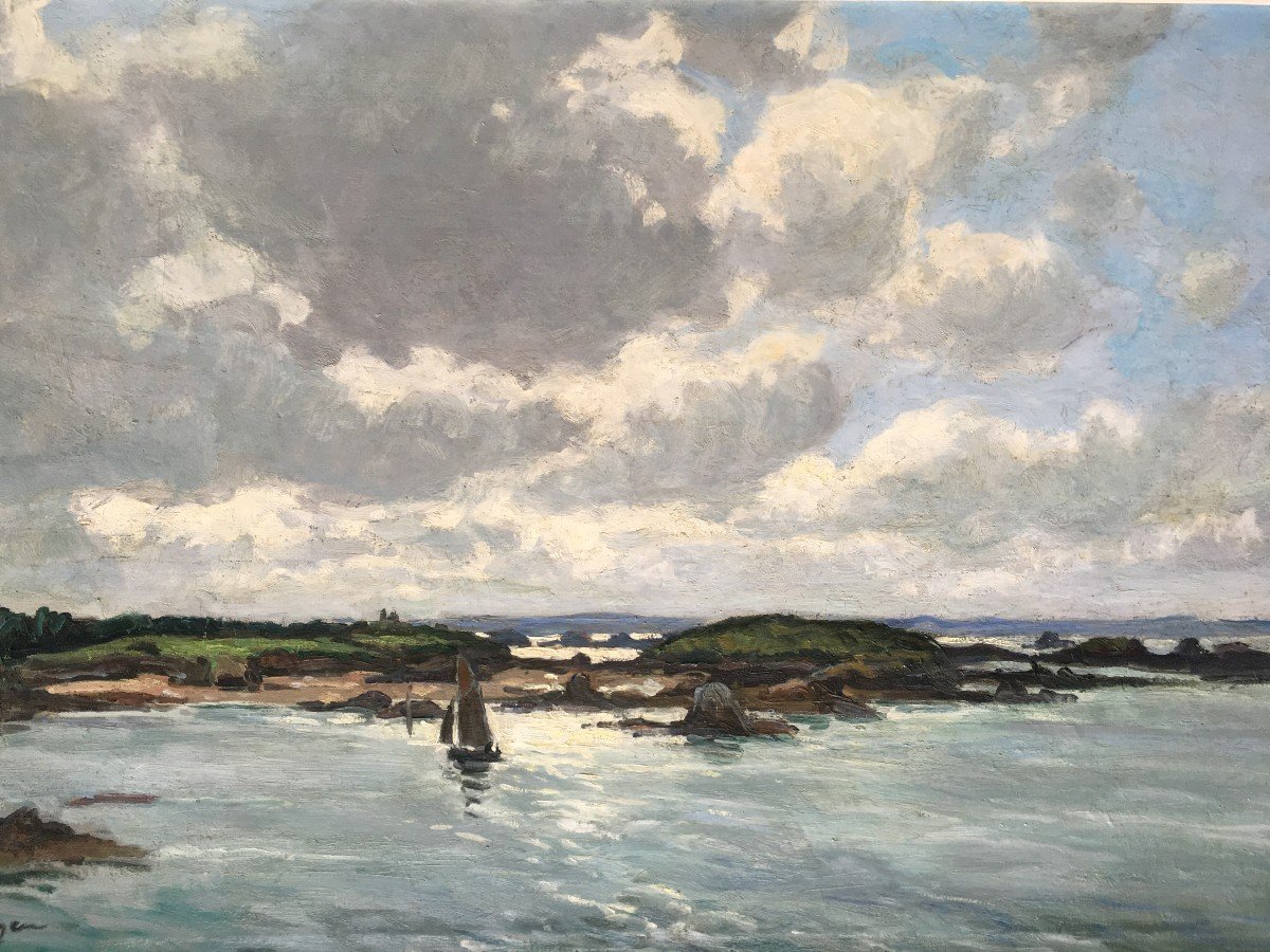 Superb Painting Of The Island Of Bréhat By Lucien Seevagen Painter From Brittany-photo-3