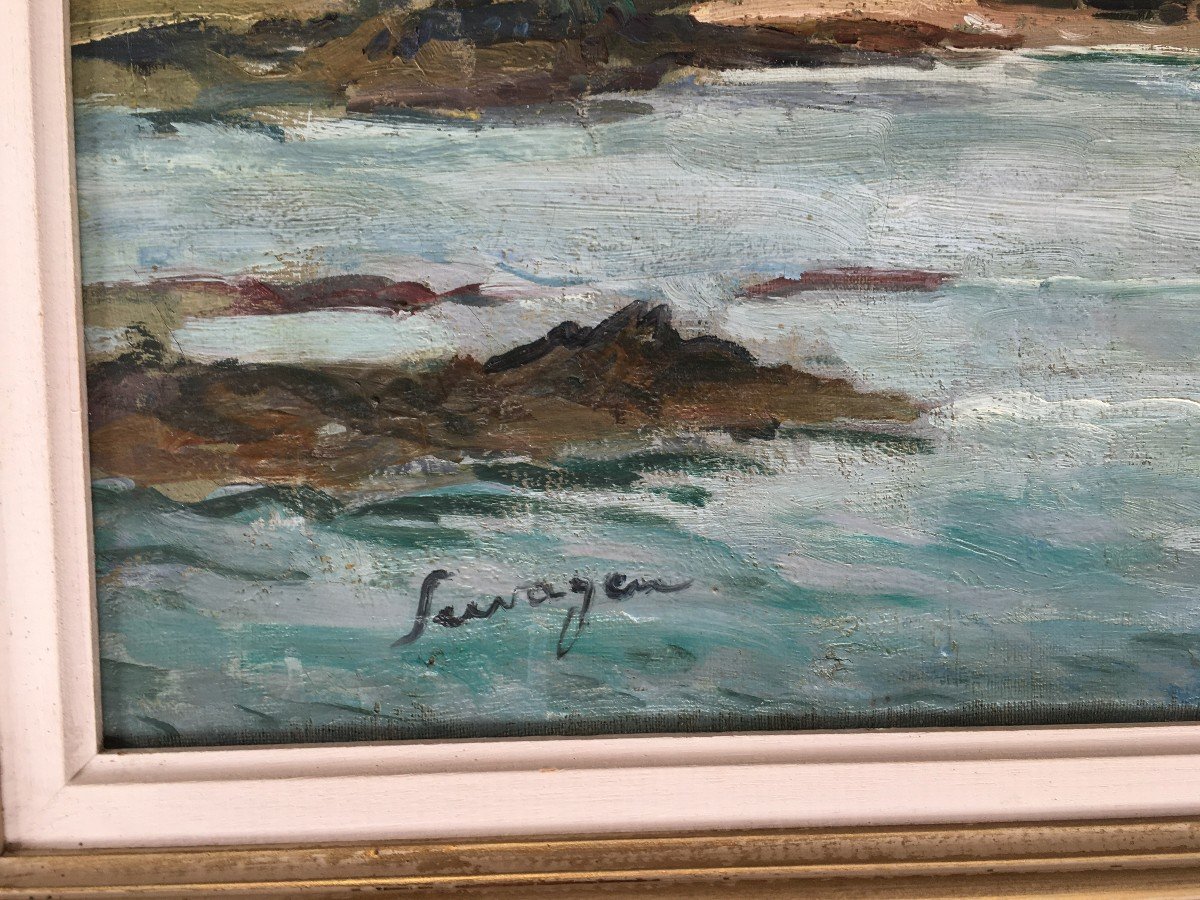 Superb Painting Of The Island Of Bréhat By Lucien Seevagen Painter From Brittany-photo-4