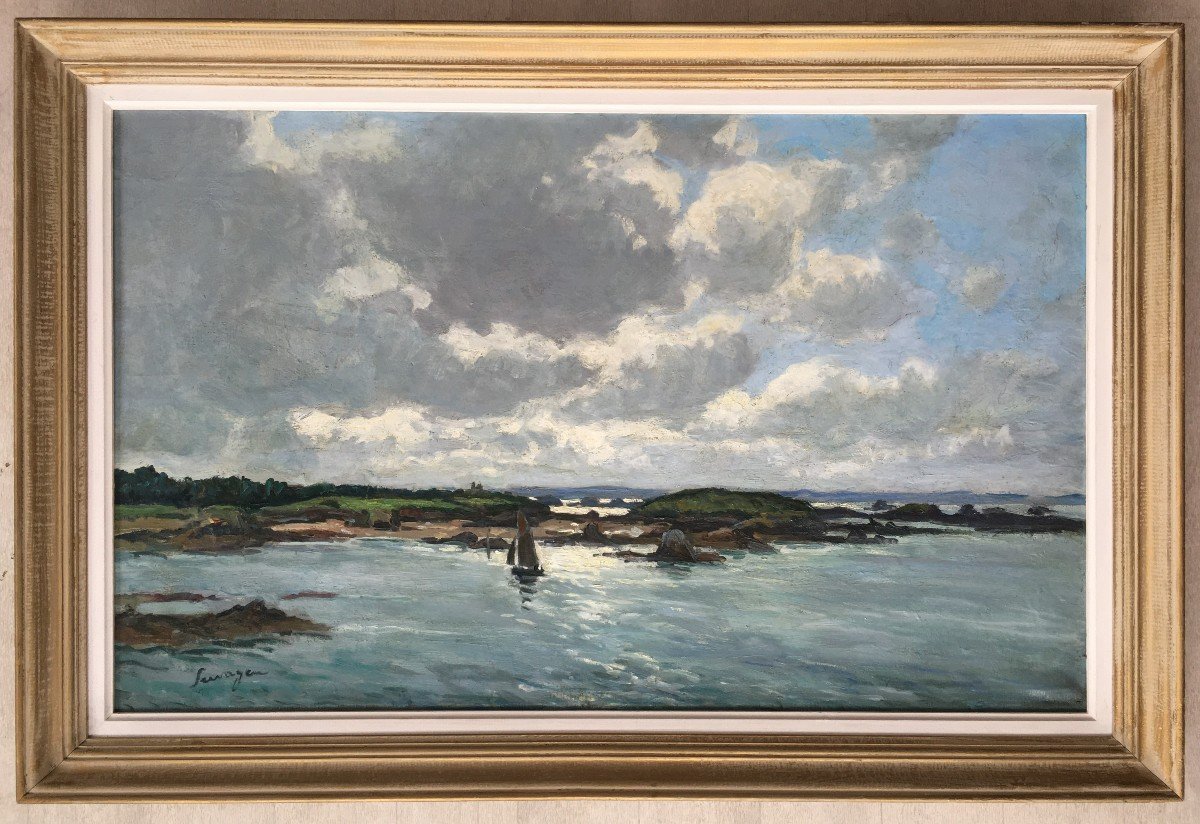 Superb Painting Of The Island Of Bréhat By Lucien Seevagen Painter From Brittany
