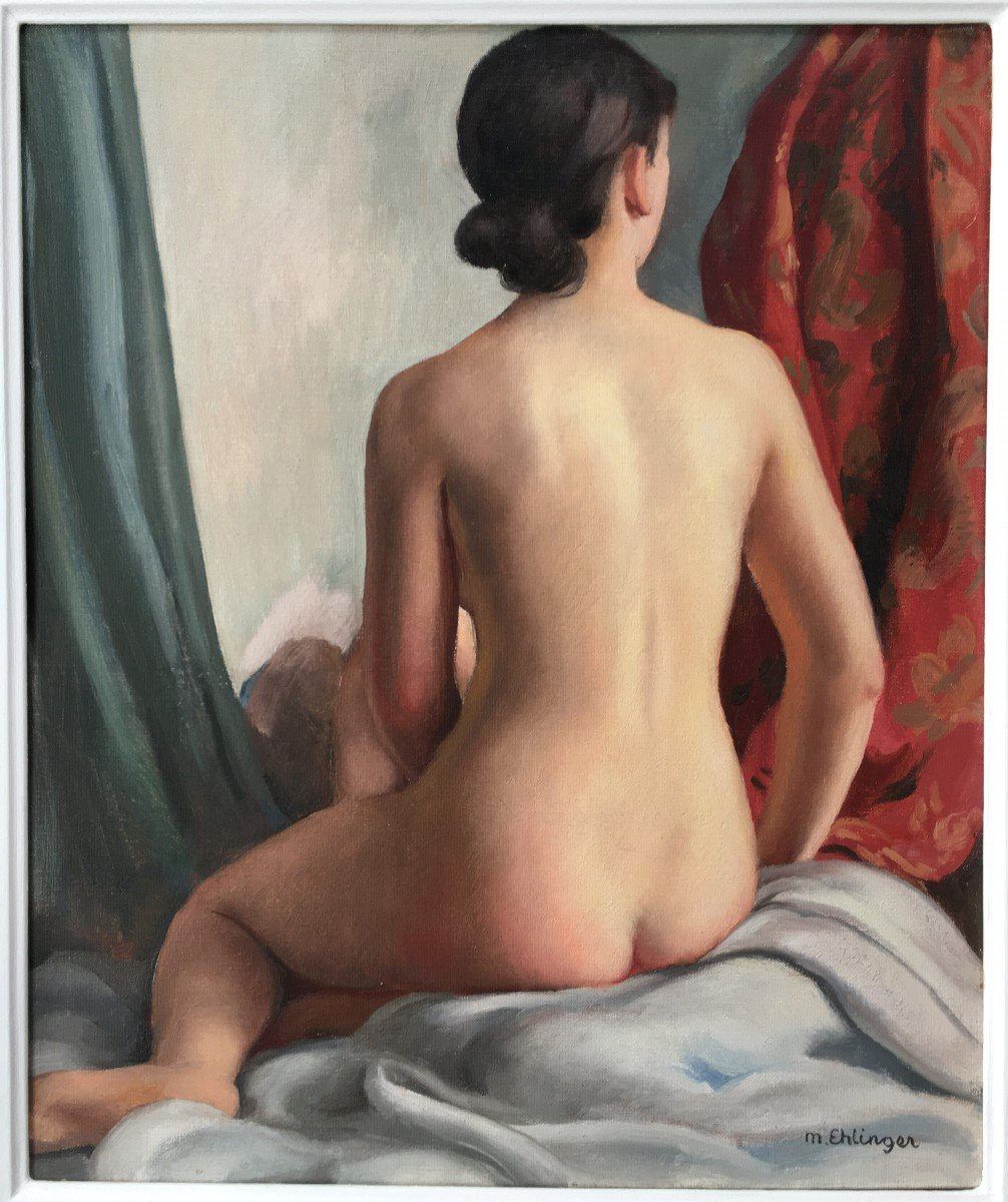 Superb Nude Painting By Maurice Ehlinger 1896-1981-photo-2
