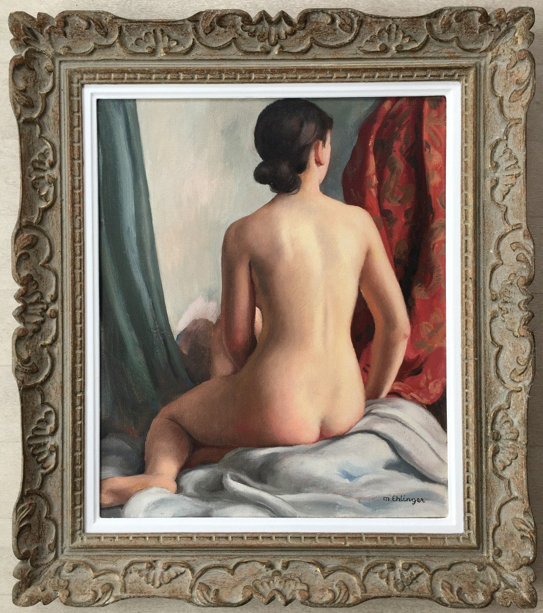 Superb Nude Painting By Maurice Ehlinger 1896-1981