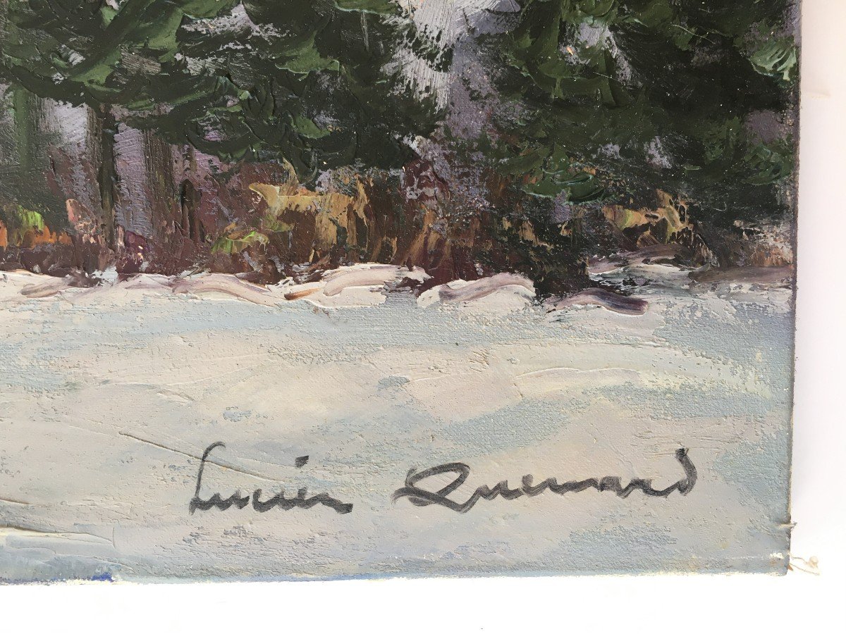 Tableau Montagne Chamonix Par Lucien Quenard  l'Aiguille Verte (Contencin Wibault...)-photo-4