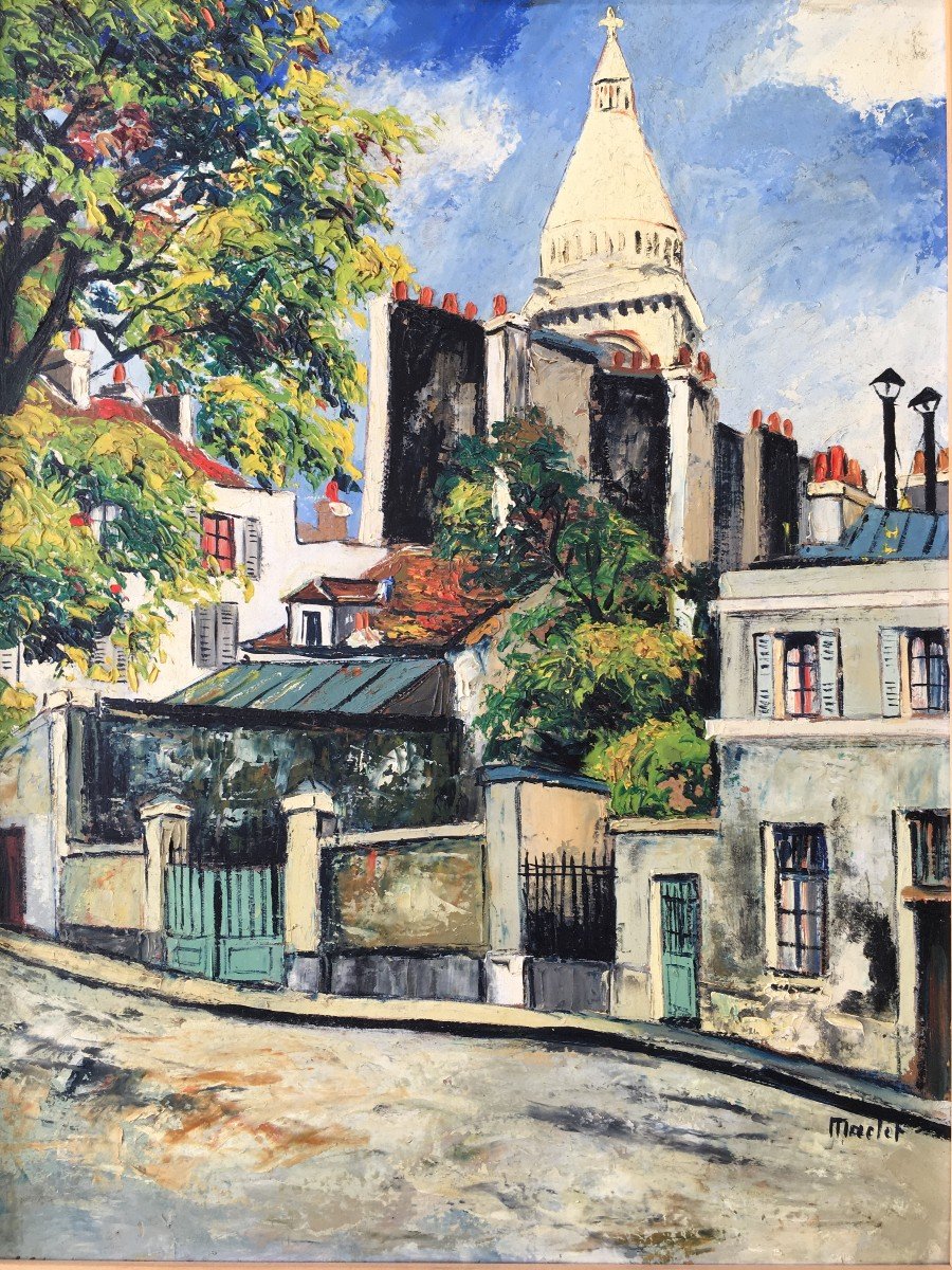 Very Beautiful Painting Of Montmartre By Elisée Maclet 1881-1962 School Of Paris-photo-2