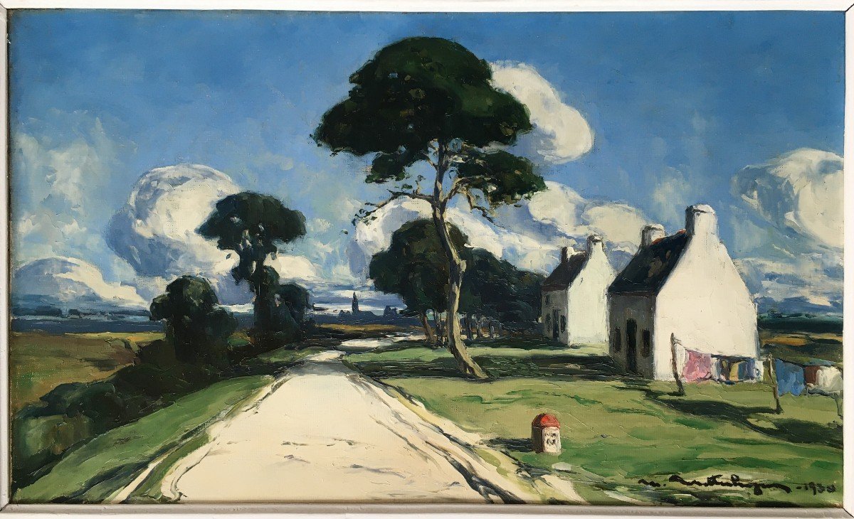 Morbihan Brittany Landscape Painting By Marcel Mettenhoven 1891-1979-photo-2