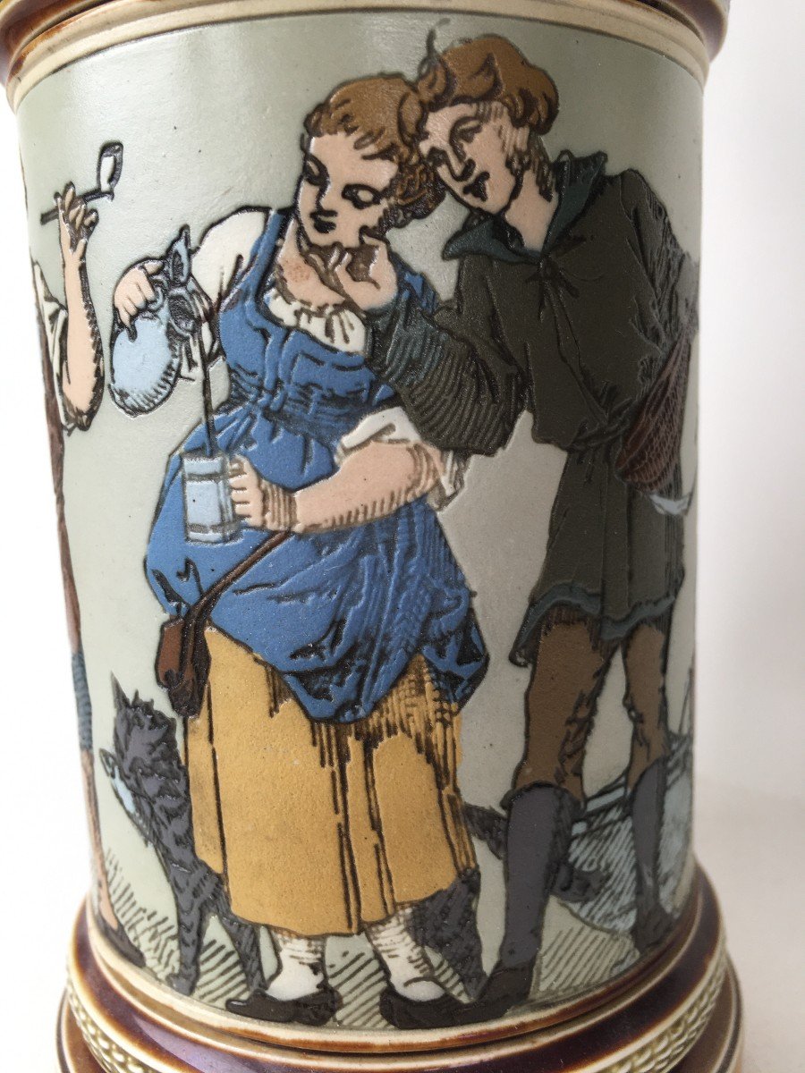 Villeroy And Boch Mettlach 1164 German Beer Mug Dated 1884-photo-2