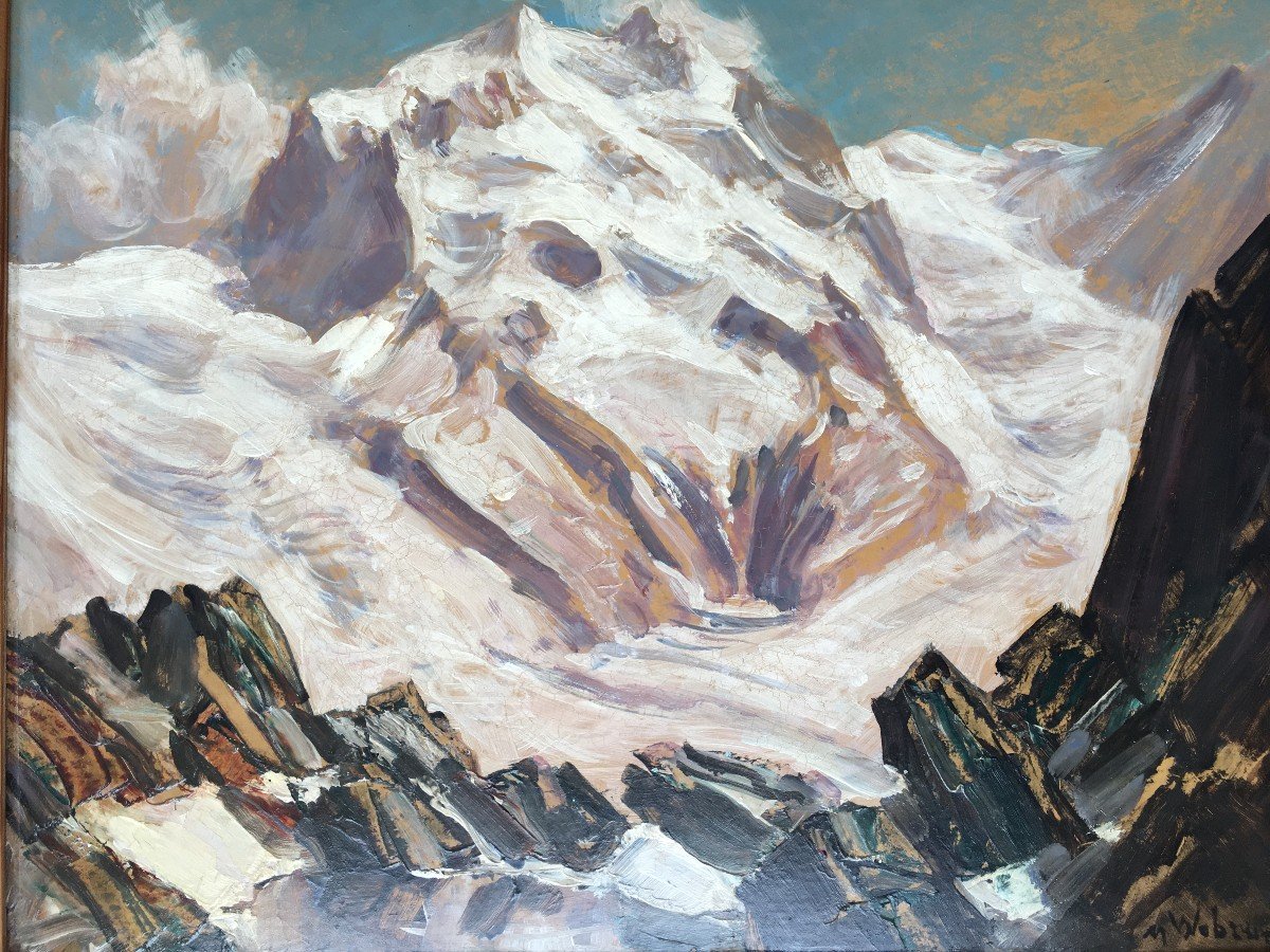 Tableau Peinture Marcel Wibault Paysage De Montagne Chamonix-photo-3