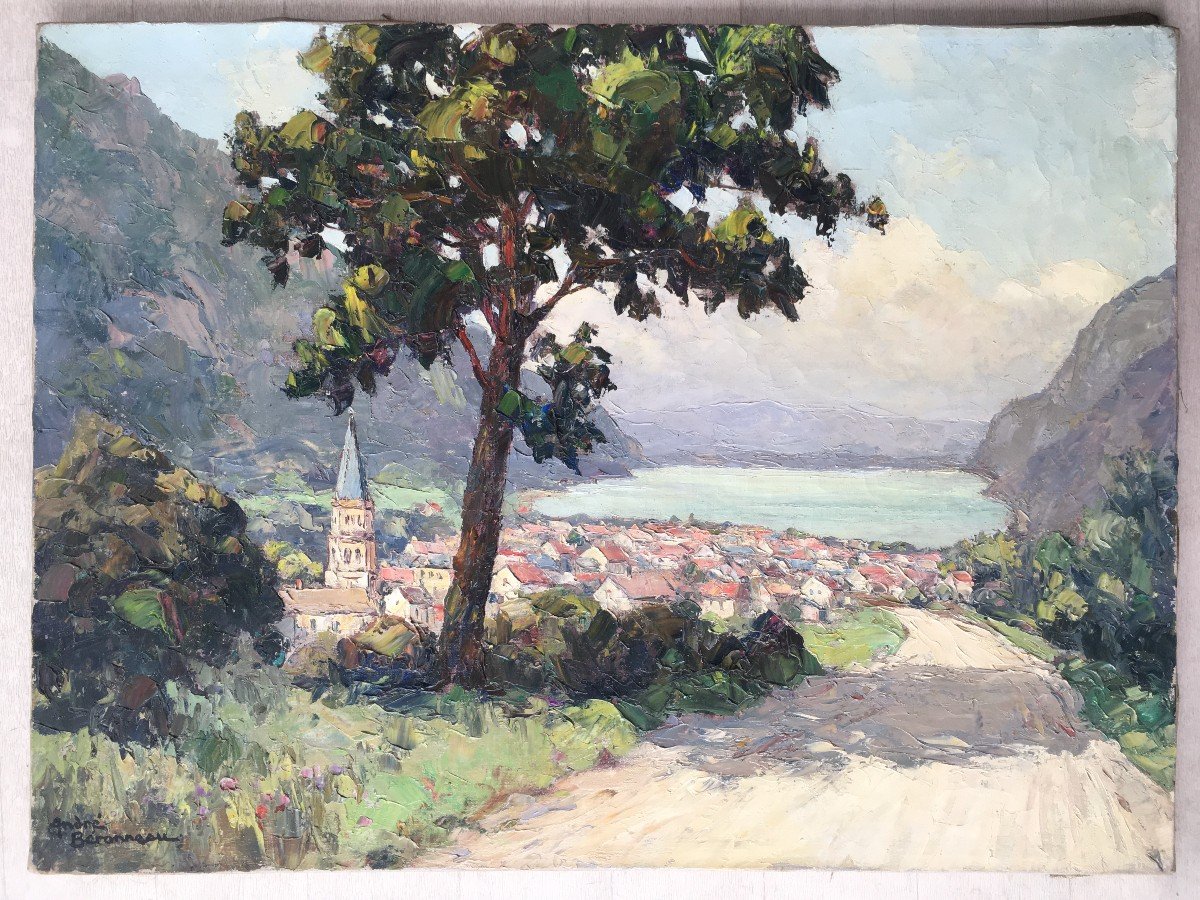 Very Beautiful Painting Andrée Beronneau The Lake Of Nantua