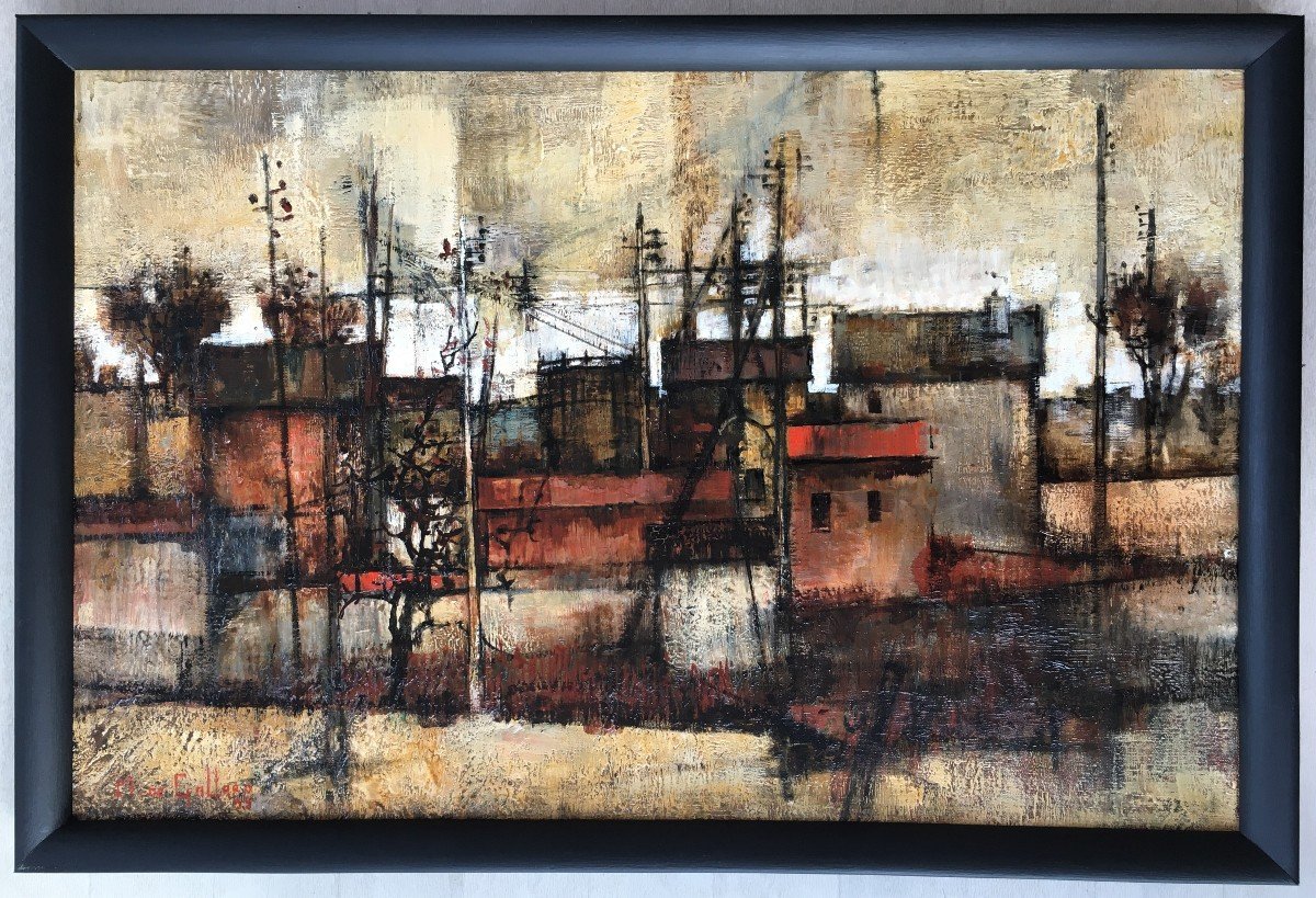 Superbe Tableau Michel De Gallard Jeune Peinture Années 50