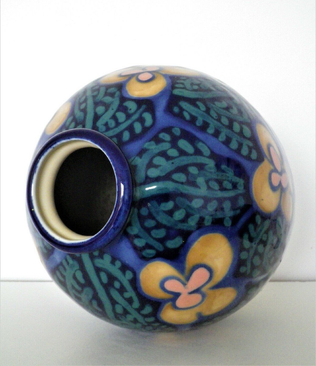 Rare Camille Tharaud Vase In Limoges Porcelain 1930s Art Deco-photo-1
