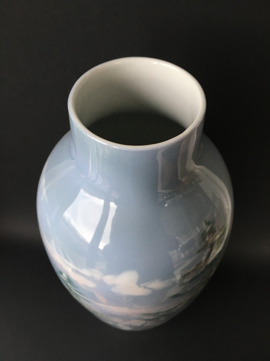 Large Snow Landscape Vase In Copenhagen Porcelain-photo-5