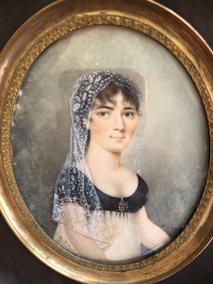 Miniature Portrait De Femme Période Empire-photo-1