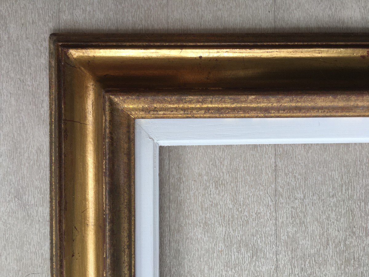 Gold Frame With Inverted Profile Format 20p For Painting 73x54cm-photo-4