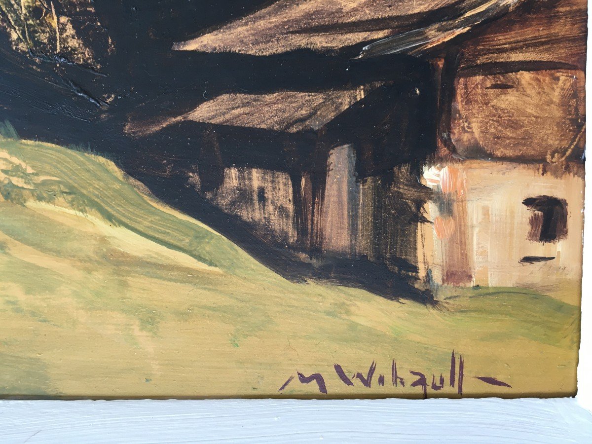 Superbe Tableau Marcel Wibault Peintre De Montagne Les Aiguilles De Chamonix-photo-2