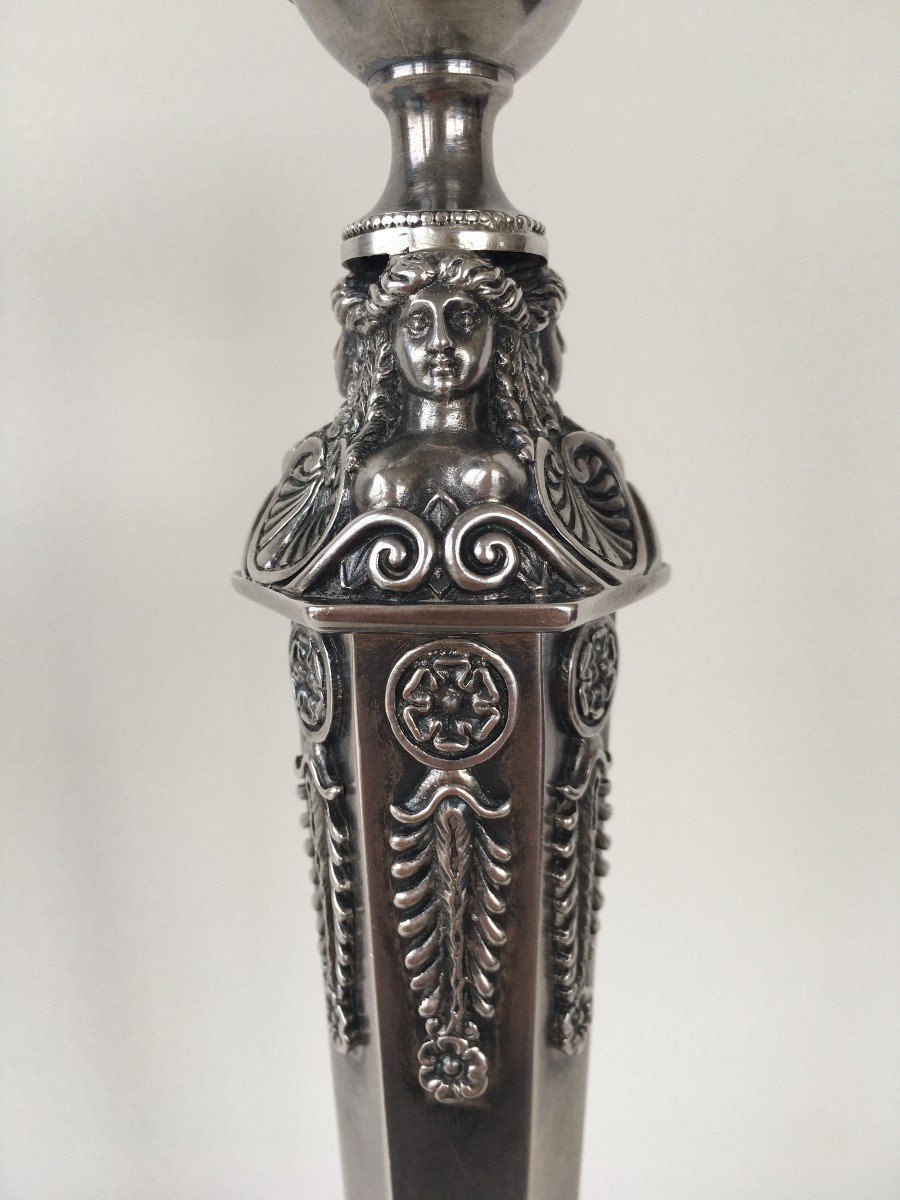 Bougeoir En Argent époque Empire Poinçon Coq-photo-3